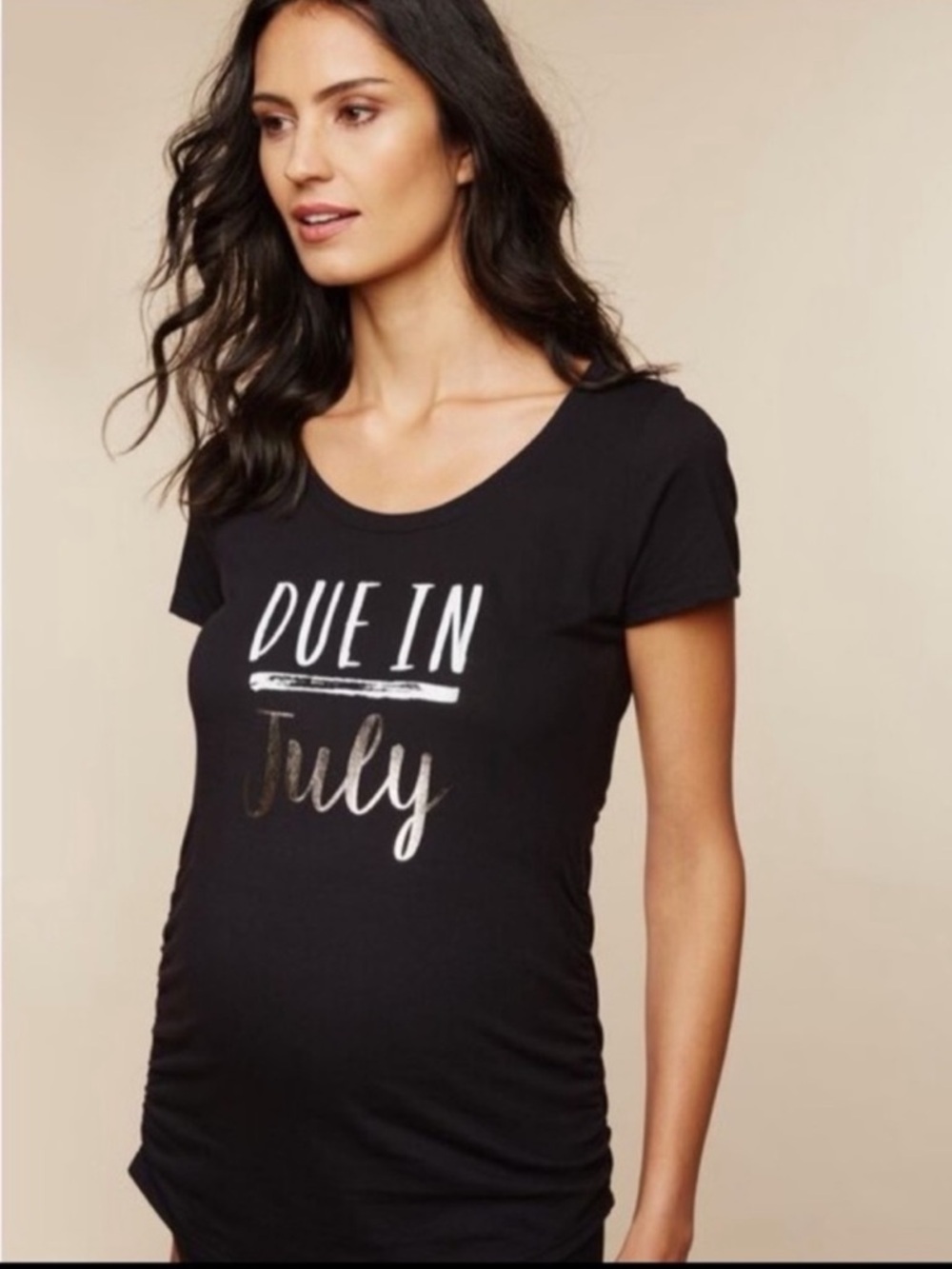 NWOT Motherhood Maternity “Due in July” Tee